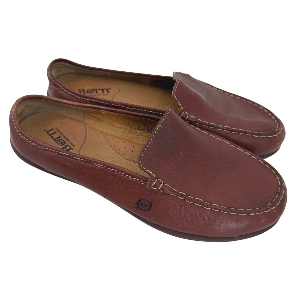 Børn Women's Brown Leather Ladybug Sole Slip-On Moccasin Loafers Size 9.5 / 41